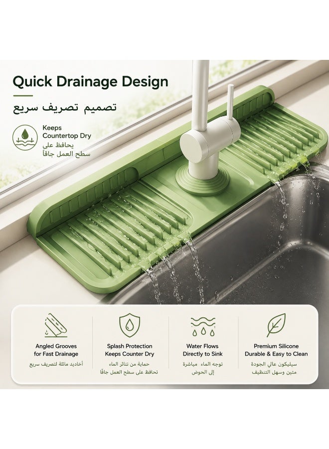 Silicone Faucet Mat, Water Absorbent Sink Splash Guard for Kitchen and Bathroom Faucet, Quick Dry Drip Tray with Drainage Design, Countertop Water Catcher - Image 5