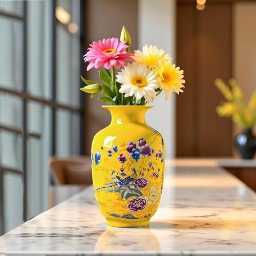 MTME Porcelain Figurines, Jingdezhen Peacock Decorative Flower vase, Home Decor, Wedding Gifts, Aesthetic Sculpture Home décor (Blue) - Image 2