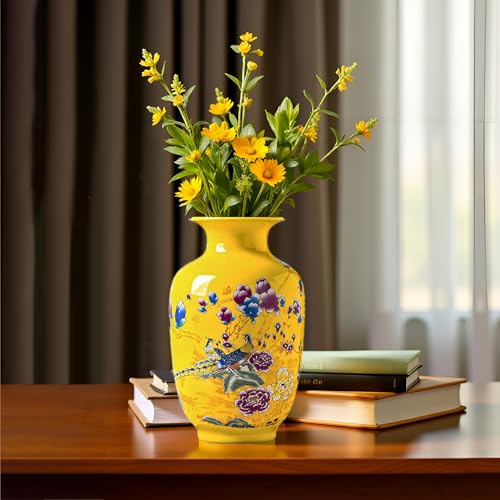MTME Porcelain Figurines, Jingdezhen Peacock Decorative Flower vase, Home Decor, Wedding Gifts, Aesthetic Sculpture Home décor (Blue) - Image 4