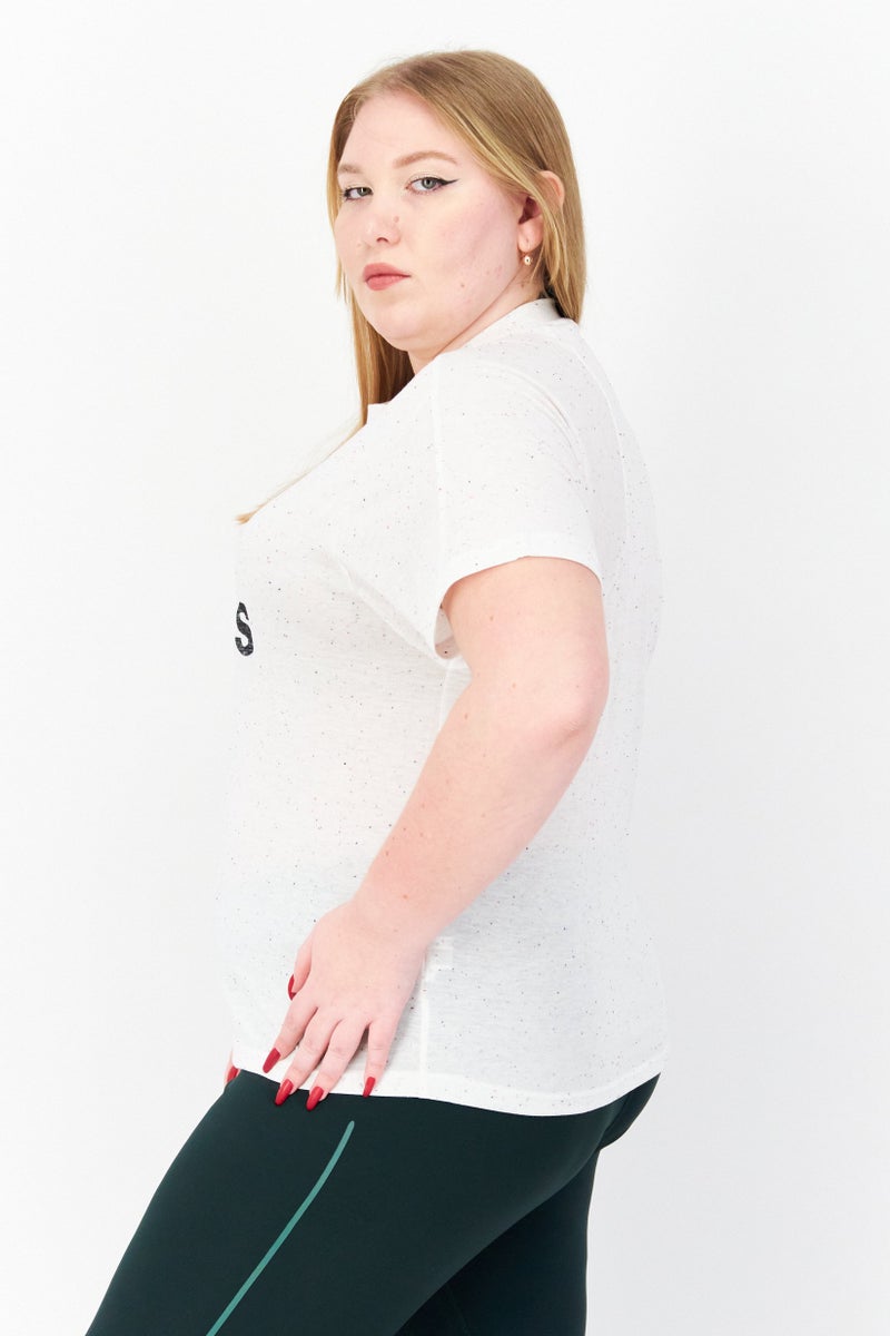 Adidas تي شيرت تدريب قصير الأكمام للنساء، لون أبيض مائل إلى الرمادي - Image 3