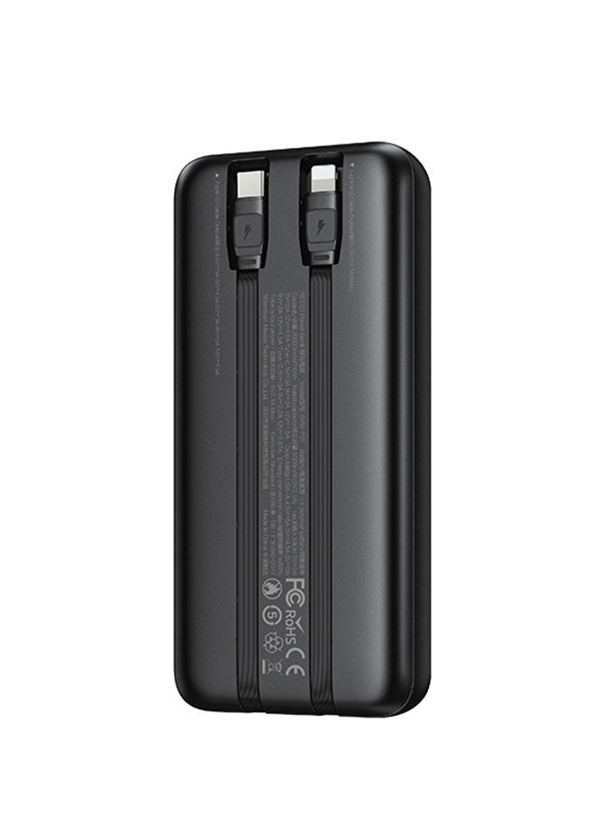 Prostyle - Power Bank 20000mAh Fast Charging, Portable, and High-Capacity Backup Built-in Cables - Black - Image 1