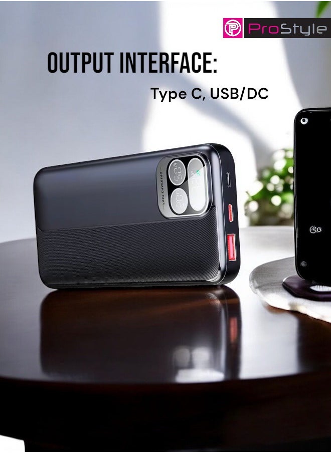 Prostyle Power Bank 20000mAh Fast Charging, Portable, and High-Capacity Backup Built-in Cables - Black  - Image 5
