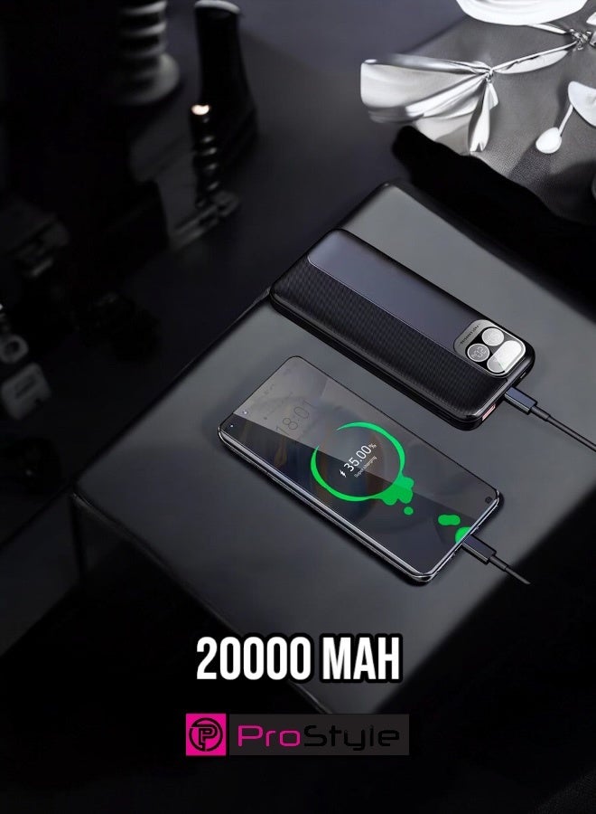 Prostyle 20000mAh Power Bank Fast Charging Portable High Capacity Battery Pack with Built in Cables PD 22.5W Compatible with iPhone 17 16 15 Series Samsung Galaxy S24 S23 Ultra Xiaomi Huawei iPad AirPods - Image 3
