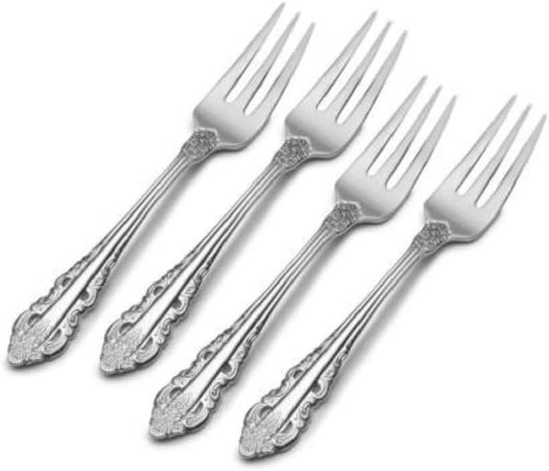 WALLACE Antique Baroque 18/10 Stainless Steel Cocktail Fork (Set of Four) - Image 1