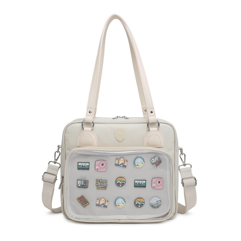 CHERRY SAUCE Oxford Ita Bag Crossbody Shoulder Bag Satchel Messenger Backpack Multi-Purpose Pins Display - Image 1
