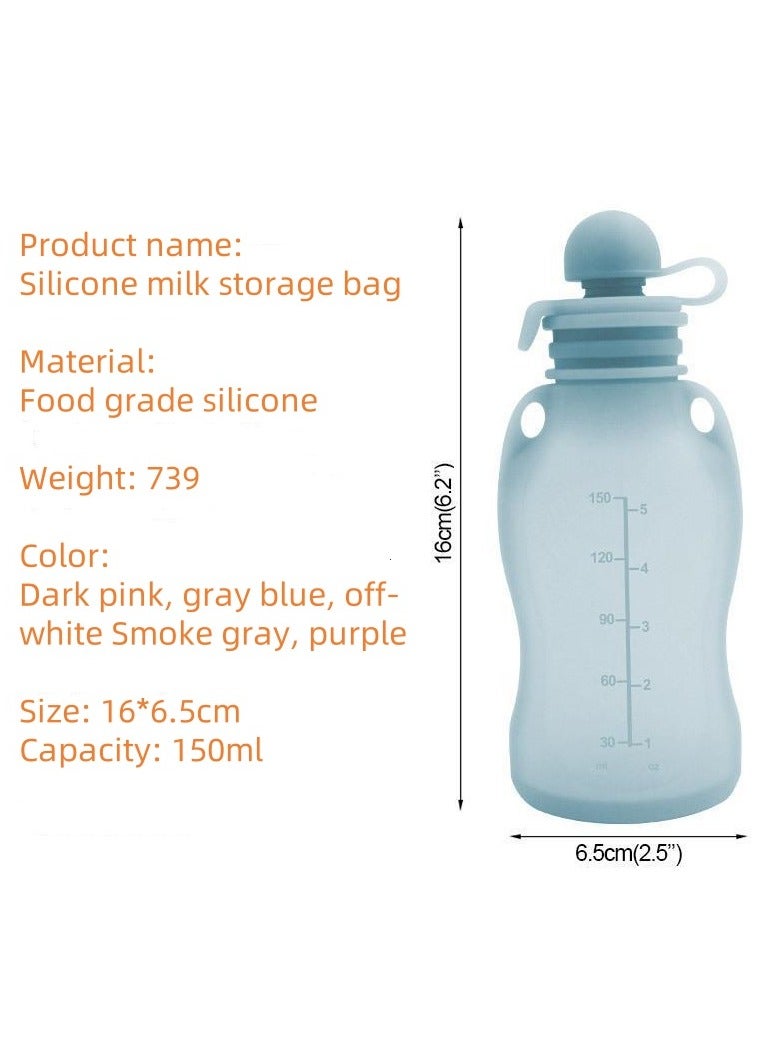 Home Fresh-Keeping Portable Silicone Breast Milk Bag Can Be Refrigerated And Reused Mixed Colors 150ml*5 - Image 2