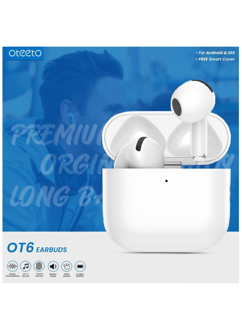 Oteeto OT6 True Wireless Bluetooth Earbuds With Hifi Sound Quality Noice Cancelation and Touch Sensor Compatible With iOS Devices - Image 3