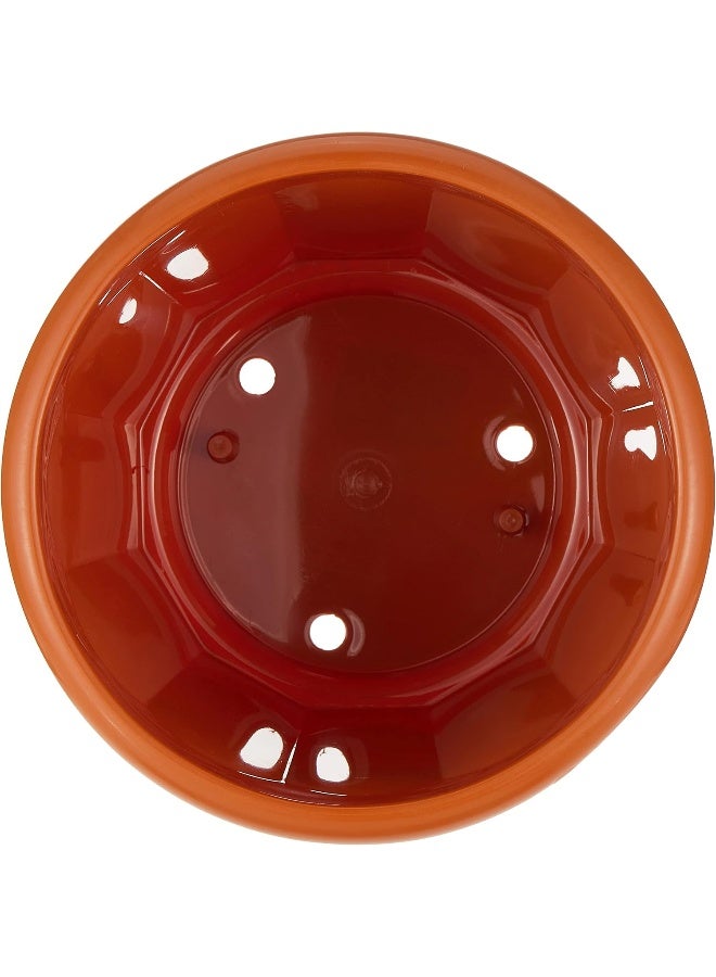 Cosmoplast وعاء زهور سداسي 8 بوصة مع صينية بلاستيك تيراكوتا 19x19x15 سم - Image 3