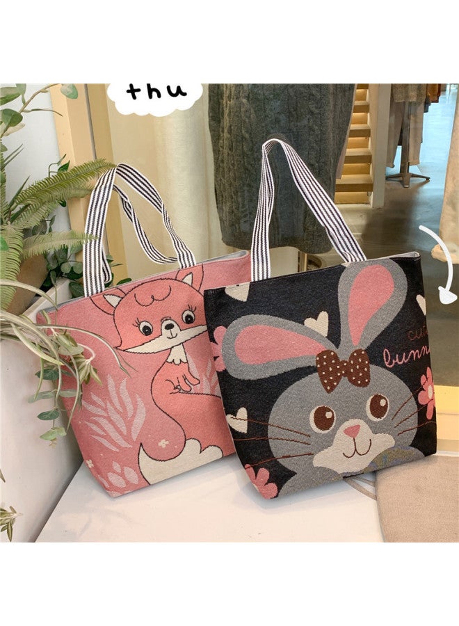 Internet Celebrity Canvas Bag E-commerce Supply Cartoon Shoulder Bag Canvas Bag Girl Korean Style Casual Student Bag Embroidered Fabric-Color:Contact Customer Service For More Customized Patterns