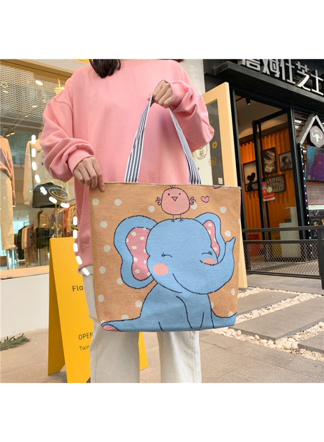 Internet Celebrity Canvas Bag E-commerce Supply Cartoon Shoulder Bag Canvas Bag Girl Korean Style Casual Student Bag Embroidered Fabric-Color:Contact Customer Service For More Customized Patterns