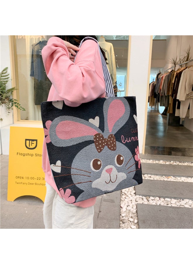 Internet Celebrity Canvas Bag E-commerce Supply Cartoon Shoulder Bag Canvas Bag Girl Korean Style Casual Student Bag Embroidered Fabric-Color:Contact Customer Service For More Customized Patterns