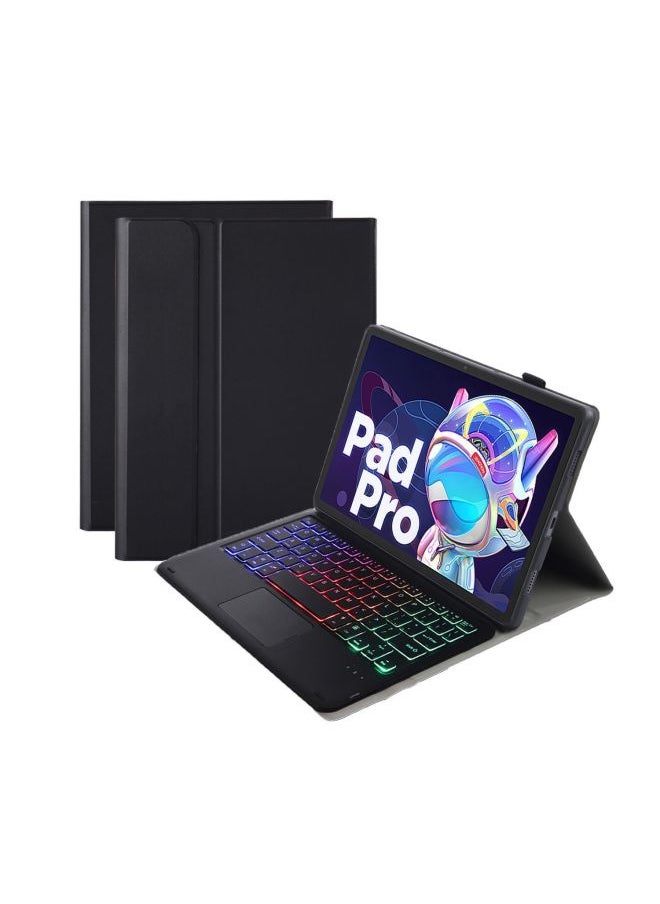 Generic For Lenovo Tablet Small Leather Pad Pro11.5 Inch Bluetooth Keyboard M10plus Shell Touch Back Brilliance-Color:Elegant Black + Touch Bluetooth Keyboard (Backlit)-Product Type:Lenovo Tab M10 HD(2nd Gen)X306F  - Image 1