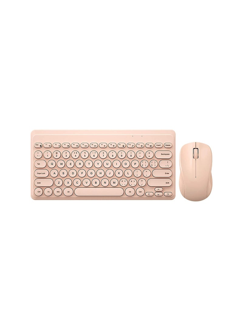 Fashion Wireless Keyboard and Mouse Combo USB Cordless Cute Round Key Smart Power-Saving Ultra Slim Combo for Laptop Computer and Desktop - Image 1
