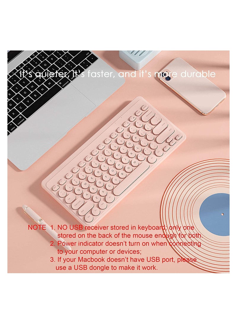 Fashion Wireless Keyboard and Mouse Combo USB Cordless Cute Round Key Smart Power-Saving Ultra Slim Combo for Laptop Computer and Desktop - Image 2