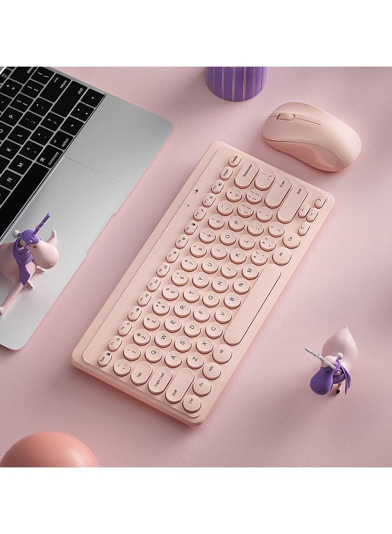 Fashion Wireless Keyboard and Mouse Combo USB Cordless Cute Round Key Smart Power-Saving Ultra Slim Combo for Laptop Computer and Desktop - Image 3