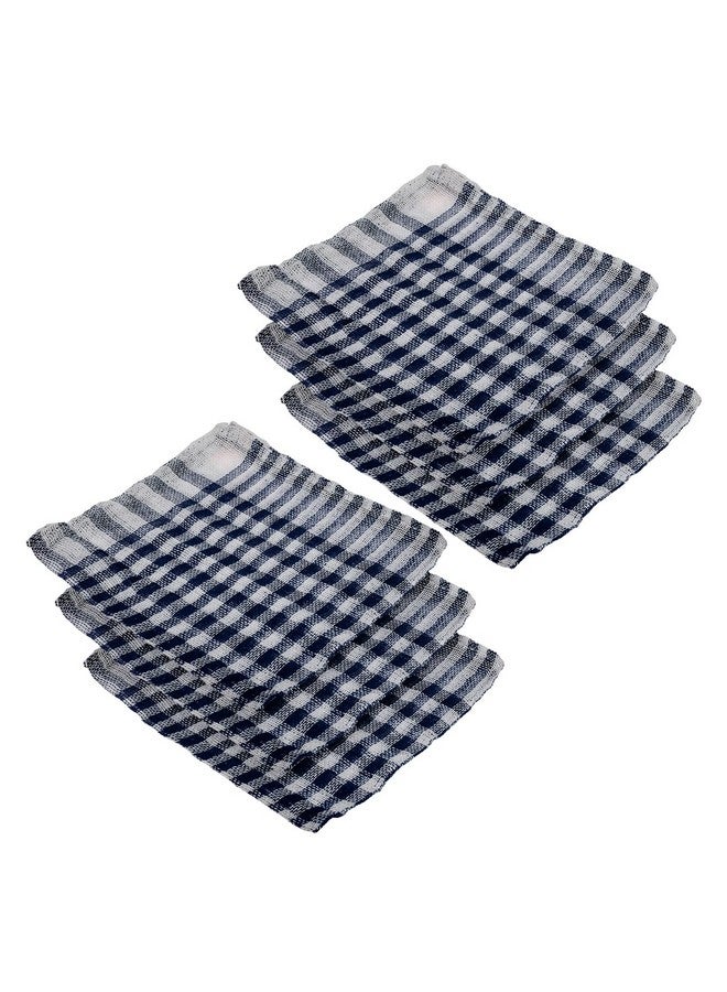 Kuber Industries Duster | Wet Dry Cleaning Napkin | Cotton Kitchen Duster | 300 Gsm Kitchen Cleaning Clothes | Pocha For Kitchen | Car | Desk | Fan | Set Of 6 | 101 | Blue - Image 1