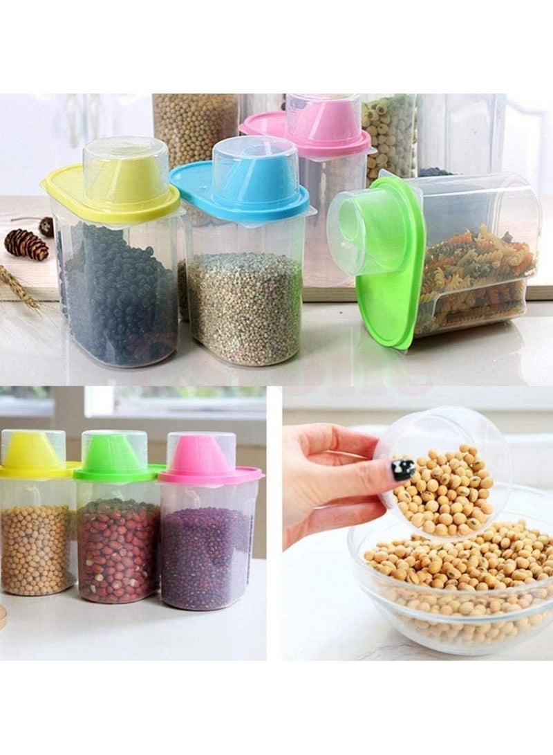 إنداي تراديشن حاوية بلاستيكية لتخزين الحبوب الغذائية من إنديتراديشن - 1900 مل، مجموعة من 3 قطع، متعددة الألوان - Image 1