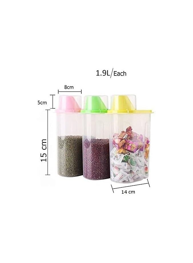 إنداي تراديشن حاوية بلاستيكية لتخزين الحبوب الغذائية من إنديتراديشن - 1900 مل، مجموعة من 3 قطع، متعددة الألوان - Image 4