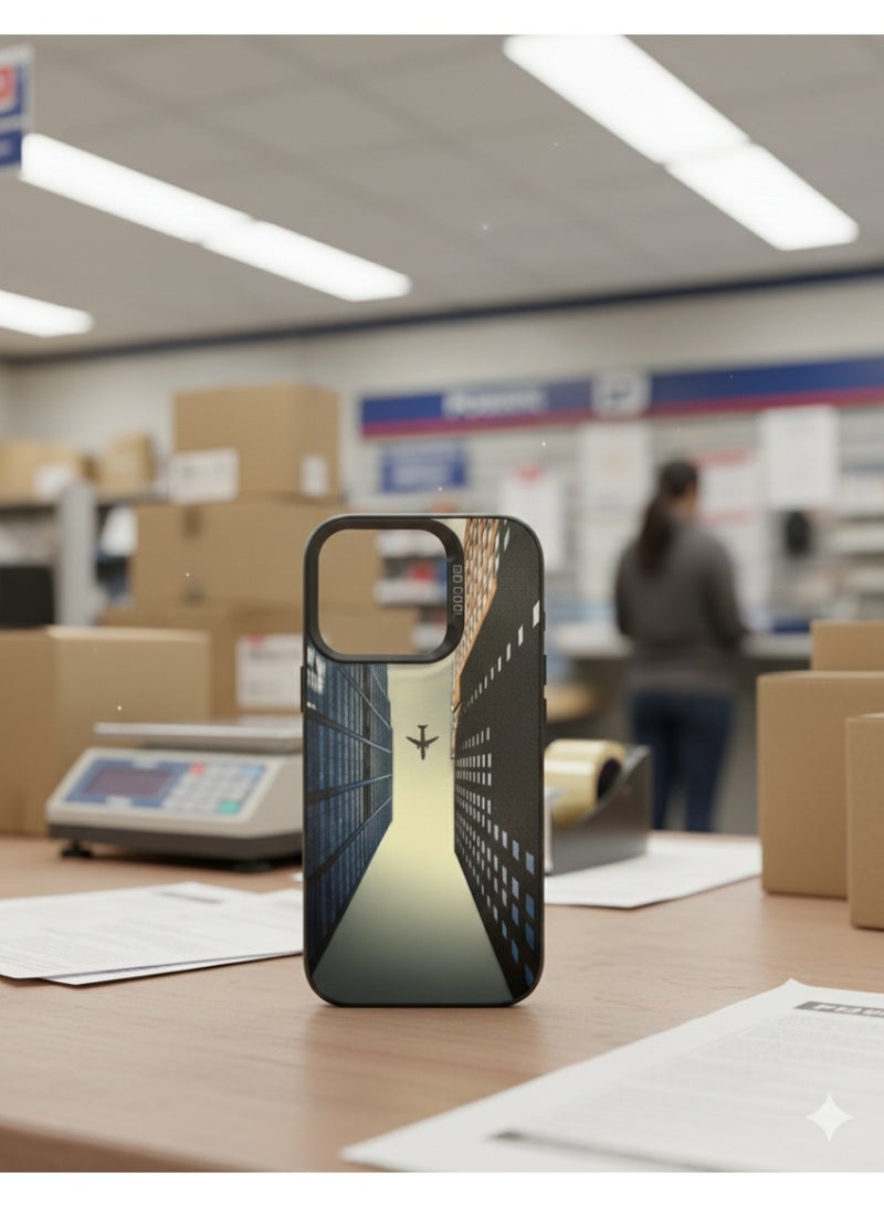 Grace "So Cool" Urban Skyscraper Graphic Case for iPhone 16 Pro – Cityscape Airplane Design – Slim Protective Designer Cover – Modern Architecture Aesthetic - Image 4
