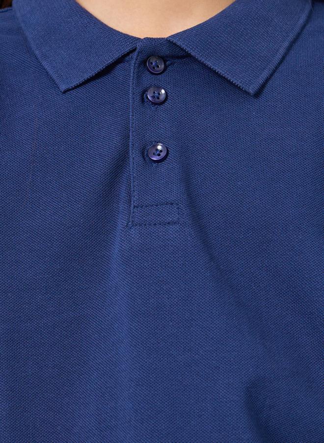 Styli Kids Navy Blue Long Sleeve Polo T-Shirt - Image 4