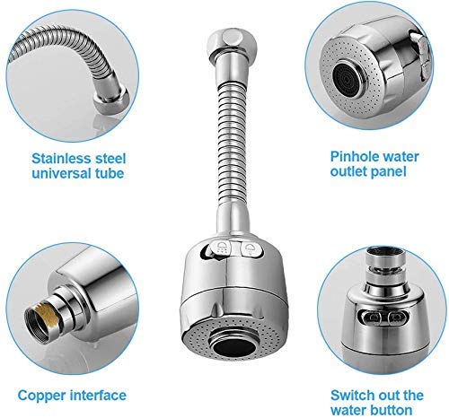 Kalitus Kitchen Faucet Single Lever Shower with 360 Degree Rotation Cold Stainless Steel 175 x 5 x 22 cm Silver - Image 5