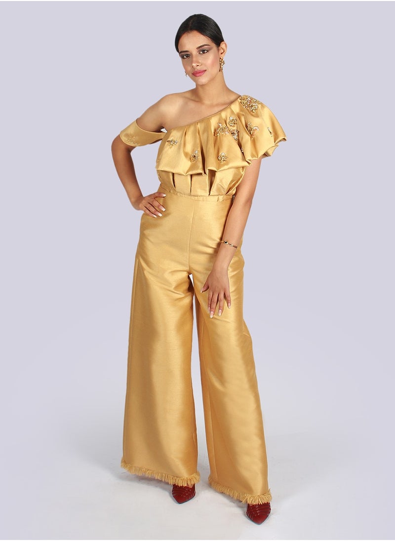 NIVA FASHION HOUSE - Angelina - Asymmetric Shoulder Ruffle Top - Image 1