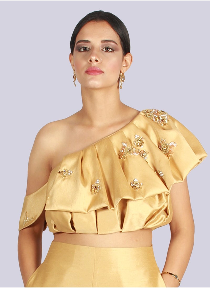 NIVA FASHION HOUSE - Angelina - Asymmetric Shoulder Ruffle Top - Image 1