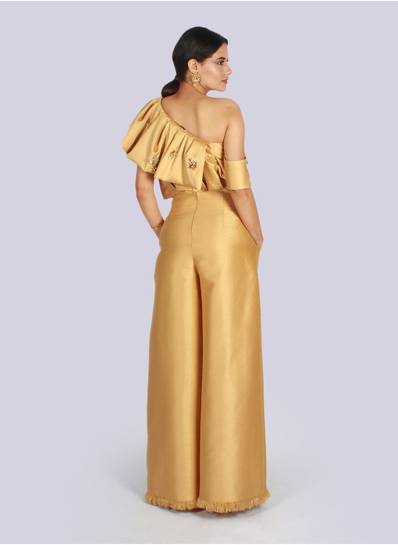 NIVA FASHION HOUSE - Angelina - Asymmetric Shoulder Ruffle Top - Image 1