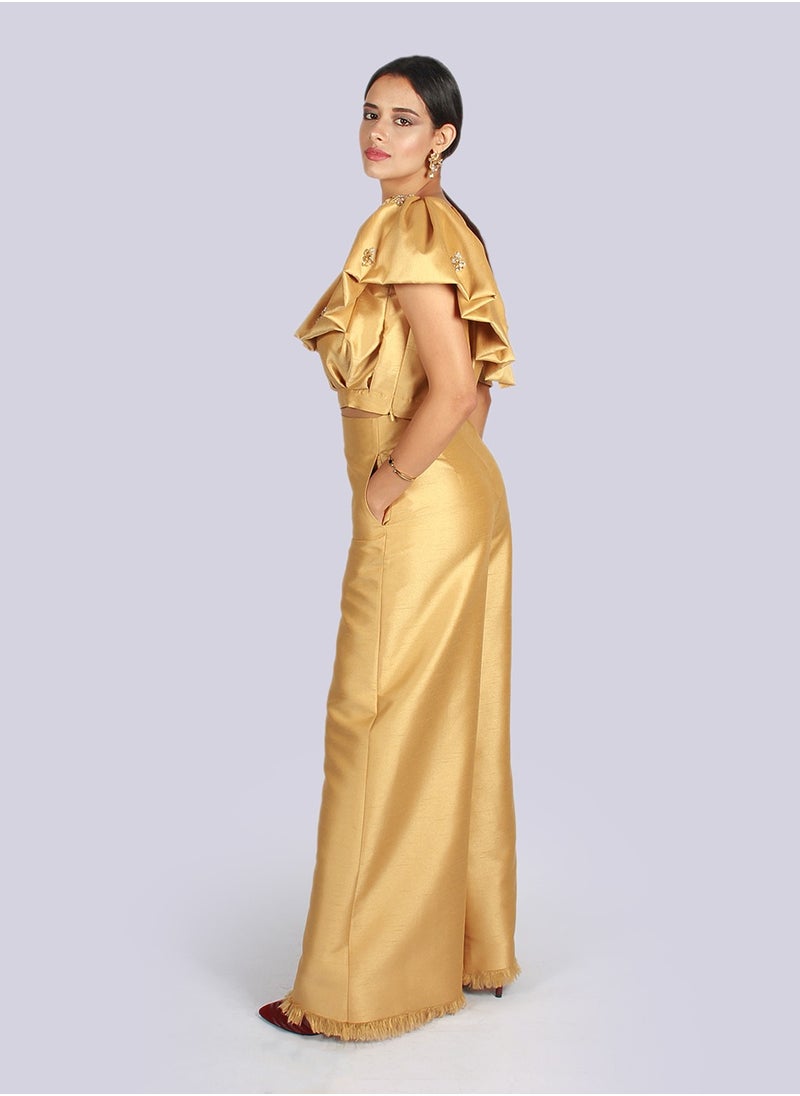 NIVA FASHION HOUSE - Angelina - Asymmetric Shoulder Ruffle Top - Image 1