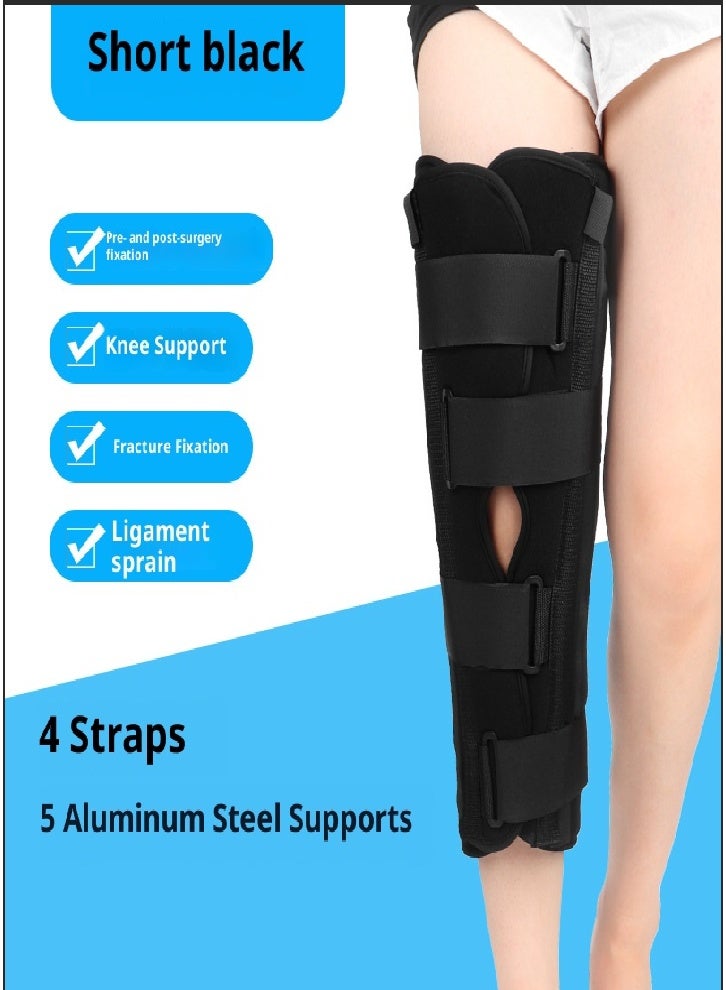 Knee Immobilizer - Full Leg Brace - Straight Knee Splint - Provides Comfortable, Rigid Support for Pre- and Post-Operative Knee Surgery, Injury, or Surgery Recovery (Black) - Image 1