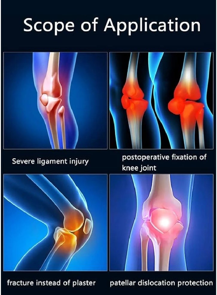 Knee Immobilizer - Full Leg Brace - Straight Knee Splint - Provides Comfortable, Rigid Support for Pre- and Post-Operative Knee Surgery, Injury, or Surgery Recovery (Black) - Image 2