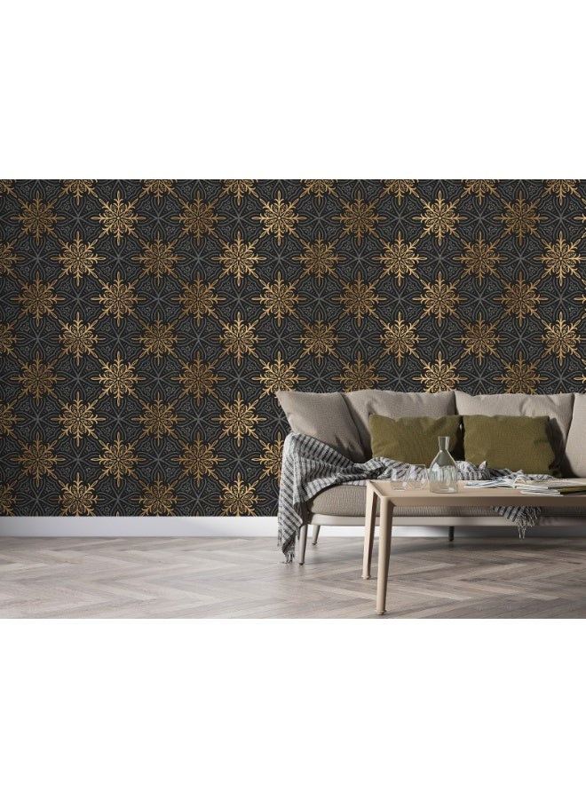 Home Gallery North Star Geometric Pattern Fabric Wallpaper Covers An Area ​​Up To 4.2Mx3M With Adhesive  And Smoothing Tool - Image 1