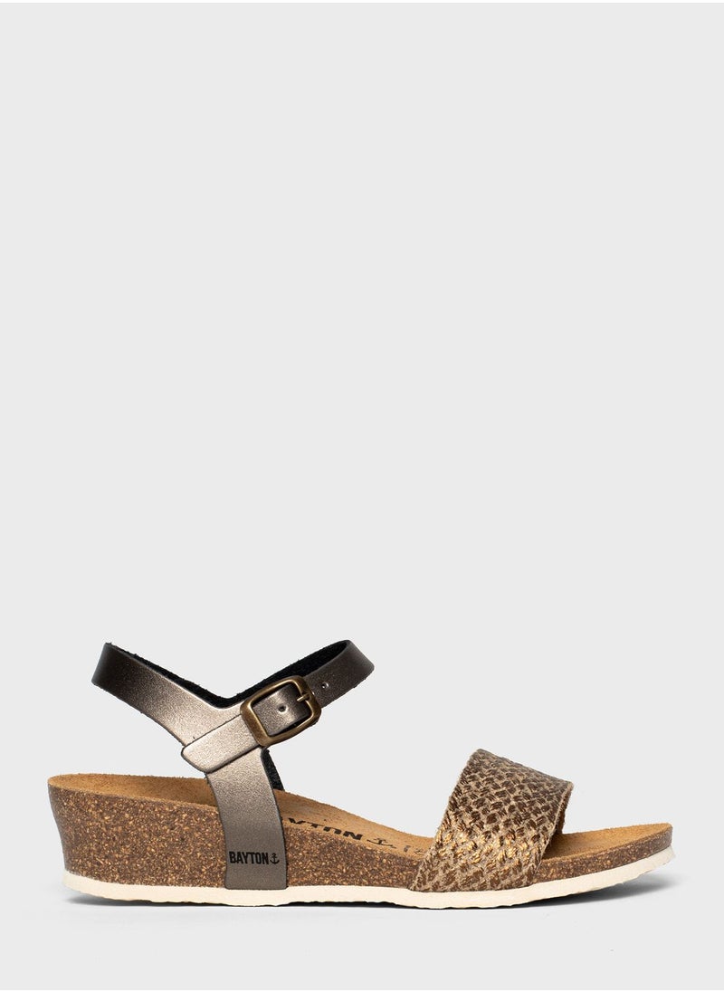 BAYTON - Leganes Strappy Mid Heel Wedges - Image 1