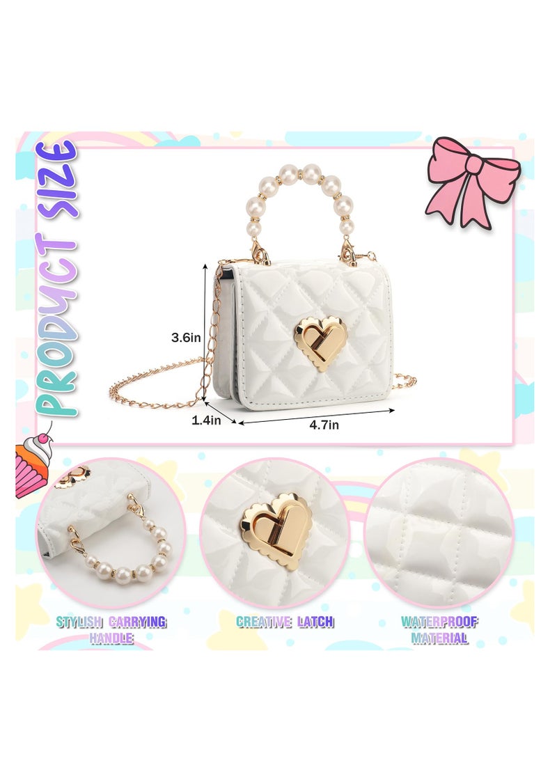 Excefore Girls Handbag Set, Cute Girls' Shoulder Bags with Adjustable Chain, Children's Purse and Kids Sunglasses, Gifts Kids Purse Birthday Presents for 3 4 5 6 Years Old Girls (White)  - Image 2
