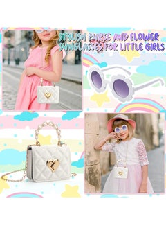 Excefore Girls Handbag Set, Cute Girls' Shoulder Bags with Adjustable Chain, Children's Purse and Kids Sunglasses, Gifts Kids Purse Birthday Presents for 3 4 5 6 Years Old Girls (White)  - Image 4