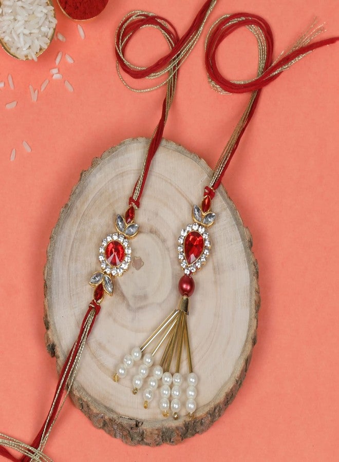 مجموعة Kaameri Bazaar Bhaiya Bhabhi Rakhis مع حزمة Roli Chawal وعملة Laxmi Ganesha Pooja وبطاقة تهنئة - Rakhi للأخ وbhabhi - Image 3