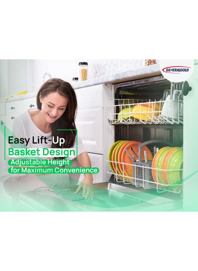 General Gold Dishwasher Machine 14 Place Setting, 8 Programs, 3 Layer Basket, 3 Spray Bars, Aqua stop Technology, Energy Efficient with Easy Lift-Up Design