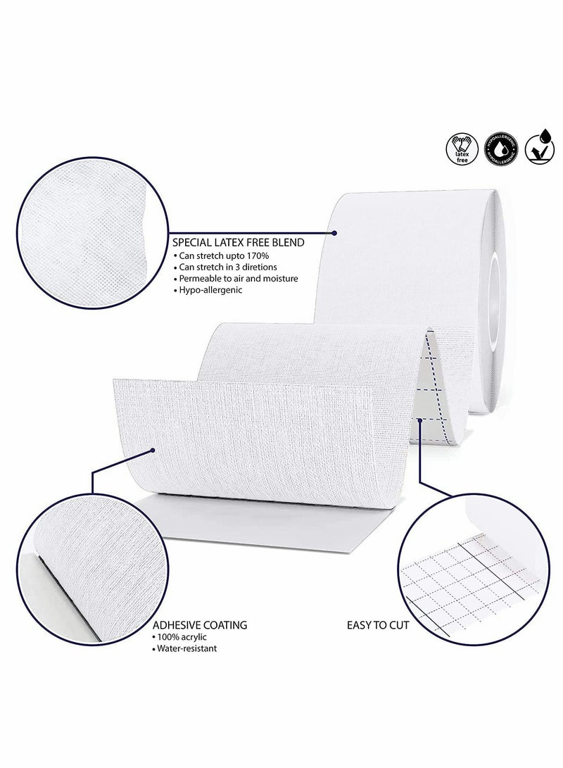 Sports Kinesiology Tape Roll of Elastic Water Resistant Tape for Support & Muscle Recovery Quality Sports Tape Muscle Tape Support Physio TapeKinetic for Knee Shoulder and Elbow 5cm*5m 2 Roll White - Image 4