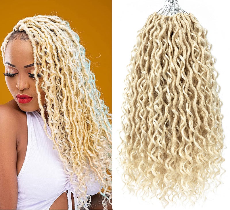Aipin New Goddess Locs Crochet Hair 14 Inch River Locs Wavy Crochet With Curly Hair In Middle And Ends Braids Hair Extensions For Black Women8 Packs14 inch613