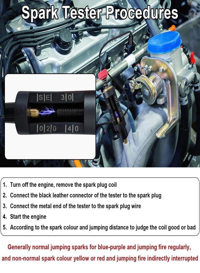 ecocstm Spark Plug Tester, Adjustable Ignition System Coil Tester, Coil Tester, Spark Tester Tool, Spark Checker, Autos Diagnostic Test Tool for Automobiles, Small Engines, Lawnmowers - Image 4