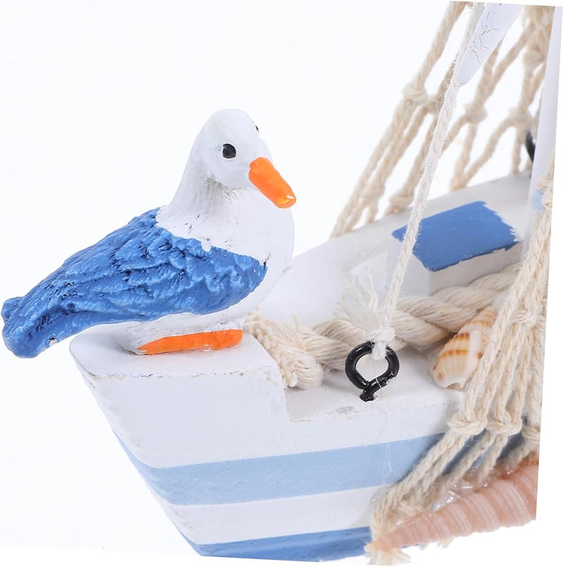 ABOOFAN Mediterranean Sailboat Model Nautical Decor for Home Boat Ornament Wooden Sailing Boat Figurine Decorative Desktop Model - Image 3