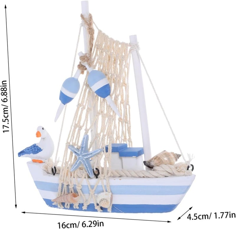 ABOOFAN Mediterranean Sailboat Model Nautical Decor for Home Boat Ornament Wooden Sailing Boat Figurine Decorative Desktop Model - Image 2