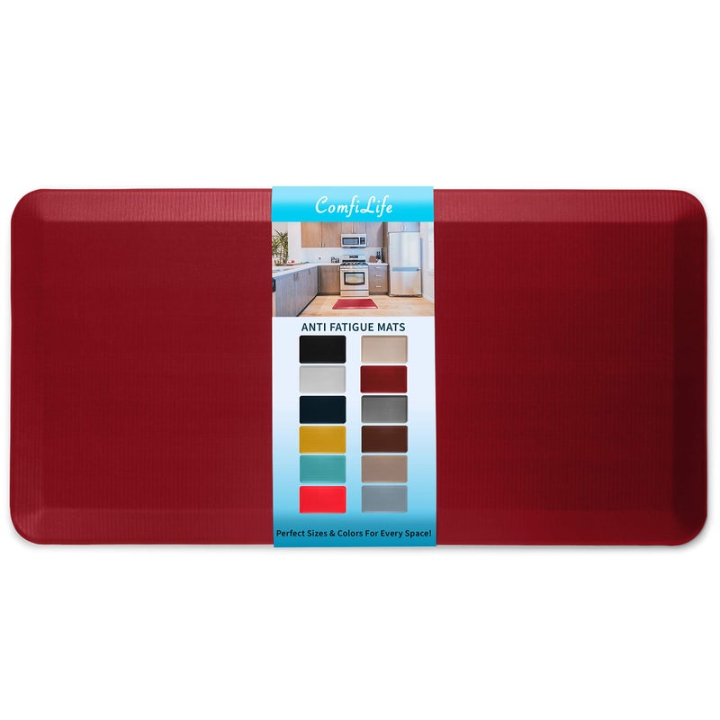 ComfiLife Anti Fatigue Floor Mat  34 Inch Thick Kitchen Mats for Floor Standing Desk Mat Kitchen Rug  Comfort at Home Office  Durable  Stain Resistant  NonSlip Bottom 20 x 39 Red