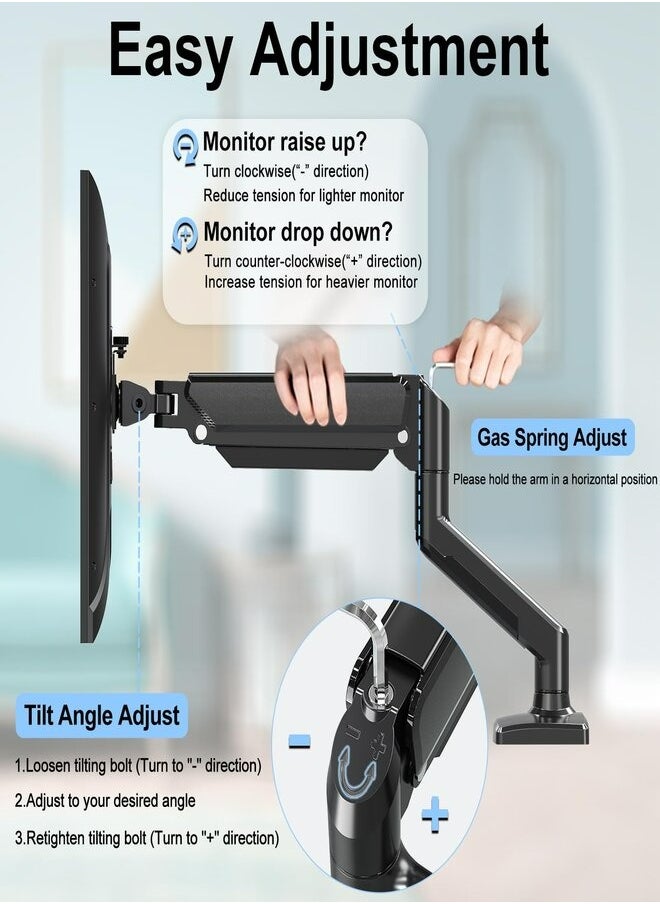 Single Monitor Wall Mount, Height Adjustable Pneumatic Extended Arm, Full Motion Articulating, Fits 17 to 32 inch Screen, Black, MOUNT-V001G - pzsku/ZD9FFE96B474EB0EE76EFZ/45/_/1736496890/0c8dfd19-887b-4f8d-99eb-adf35bac5fe7