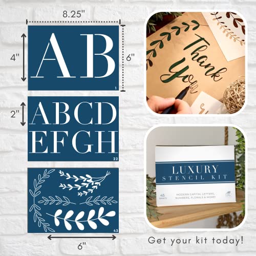 CITRUSY Boutique Stencil Template Kit | 45 Reusable Pieces | Includes Lettering Uppercase Both Large and Small | Numbers, Punctuation, Butterfly, Animal, Bee, Leaf & Flowers | for Arts Crafts Painting Wood - Image 5