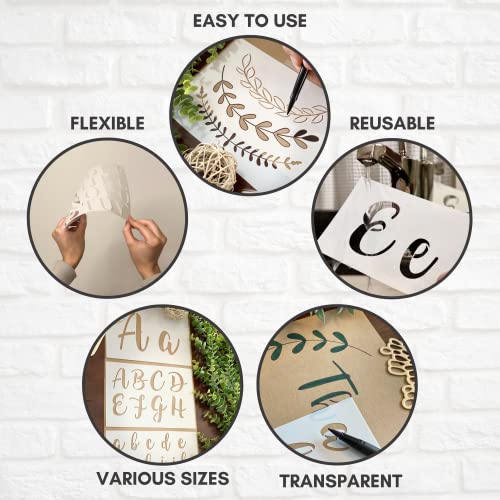 CITRUSY Boutique Stencil Template Kit | 45 Reusable Pieces | Includes Lettering Uppercase Both Large and Small | Numbers, Punctuation, Butterfly, Animal, Bee, Leaf & Flowers | for Arts Crafts Painting Wood - Image 3