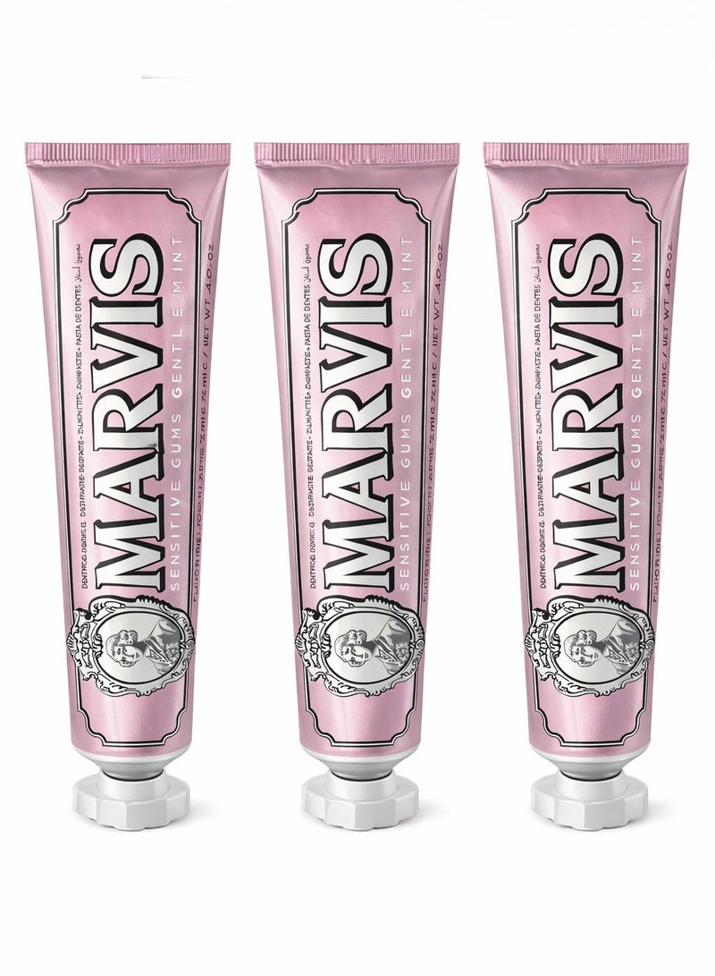 Marvis Pack of 3  Sensitive Gums Gentle Mint Toothpaste, 75 ml
