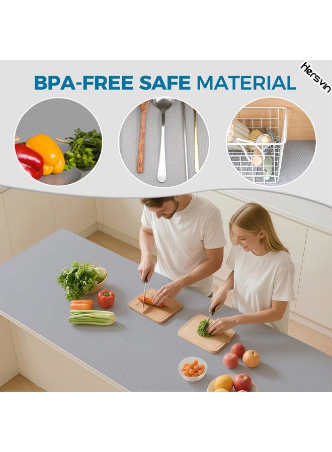 Hersvin Shelf Liners, 24in x 20ft Kitchen Drawer Mats, Non-Adhesive EVA Cupboard Protector, Cabinet Lining (Light Gray/Dot) - Image 4