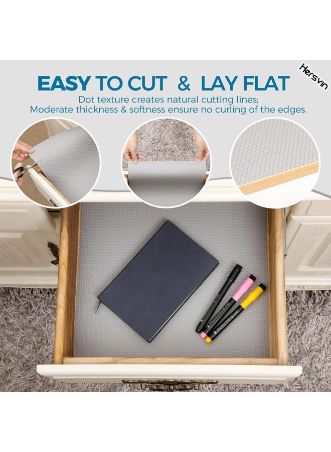 Hersvin Shelf Liners, 24in x 20ft Kitchen Drawer Mats, Non-Adhesive EVA Cupboard Protector, Cabinet Lining (Light Gray/Dot) - Image 5
