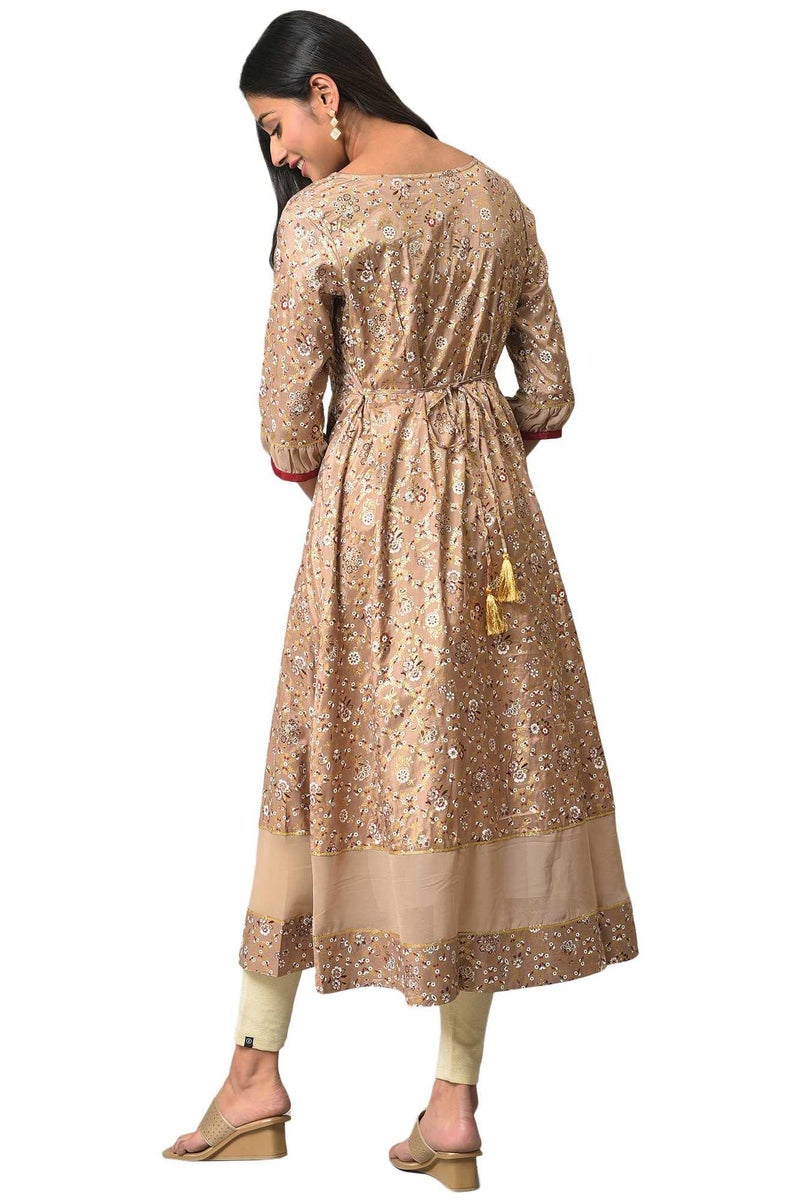 Aurelia Women's Viscose Regular Kurta (22AUA13503-506032_Beige - Image 2